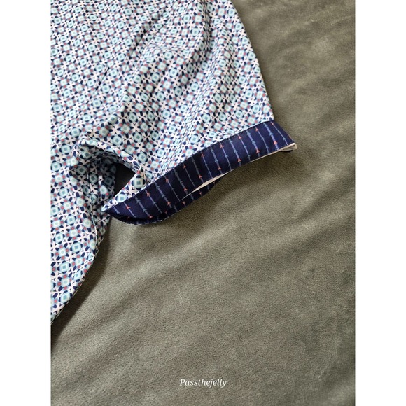 Mizzen+Main Shirt Mens Small Trim Geometric Aztec Print Polo Performance Golf - Picture 10 of 12